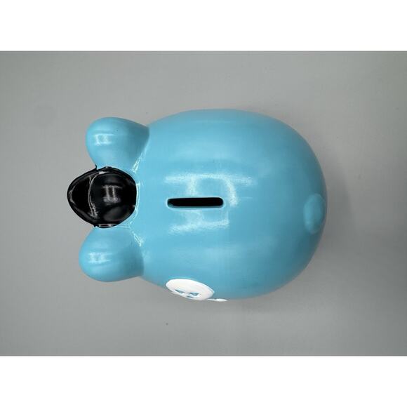 Pirate Pig Skull and Crossbones Piggy Bank Blue Black White Red 6” - Picture 9 of 11